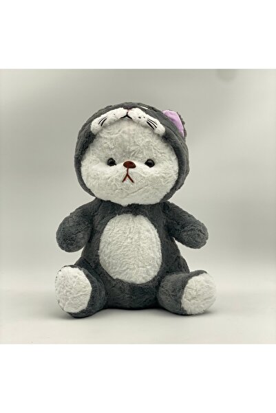 NB market دمية دب تيدي مع زي، دمية دب قطيفة مع غطاء رأس قابل للإزالة، 30 سم