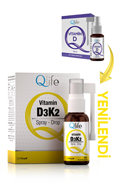 Qlife Vitamin D3K2 - Kas ve Kemik Destekleyici Vitamin D3K2 Sprey 20 ml