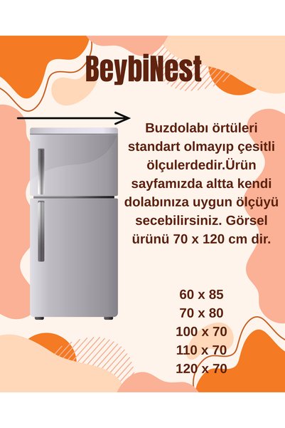 BeybiNest Duck Kumaş Buzdolabı Örtüsü Sıvı Ve Leke Tutmaz Fonksiyonel Örtü Antrasit Gri