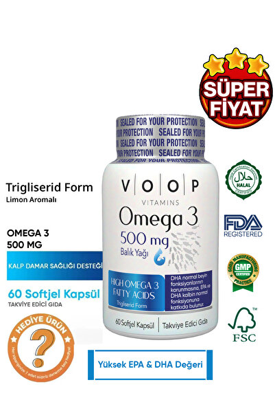 VOOP Omega 3 Balık Yağı | Yüksek EPA & DHA - 500 Mg 60 Kapsül