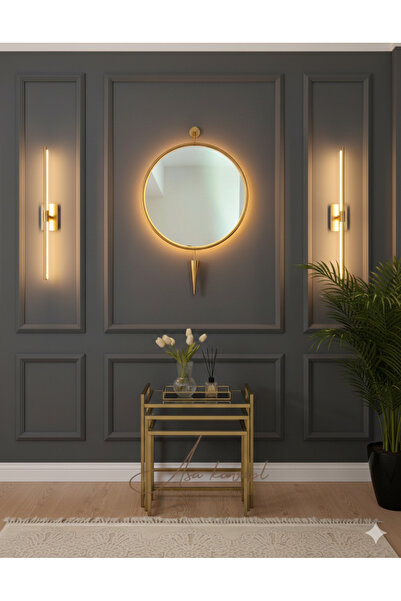 ASA KONSEPT Pilli Led'li Kazablanka Ayna Gold 60 X 95Cm Kablosuz Dekoratif An...