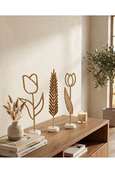 Bayan Rottenmeier Dekoratif 3 LÜ çiçekler Dekoratif Obje - Biblo - Dekor