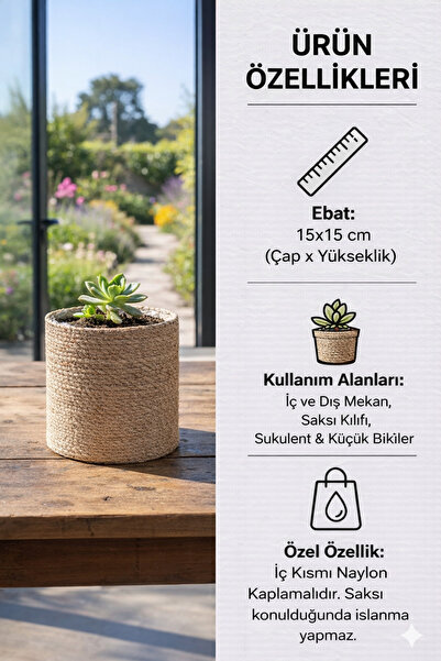 Genel Markalar Doğal Liflerden Örme Yuvarlak Sepet Saksı, 6 Farklı Ebatlarda ...