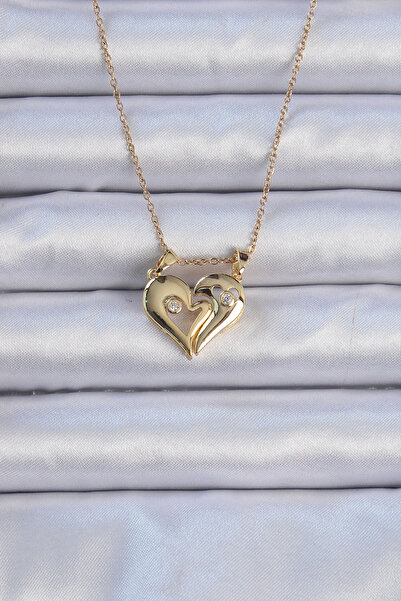 shopwave 316L سلسلة الصلب الذهب اللون الزركون حجر قلادة القلب المغناطيسي