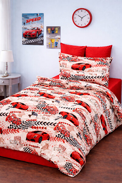 sehra طقم غطاء لحاف قطني مفرد للأطفال بنمط سيارة غطاء لحاف مرن مع غطاء وسادة ...