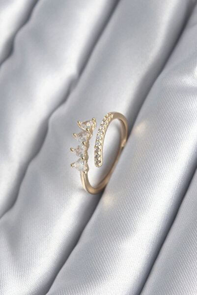 shopwave النحاس الذهب اللون القلب الزركون حجر التفاصيل خاتم المرأة