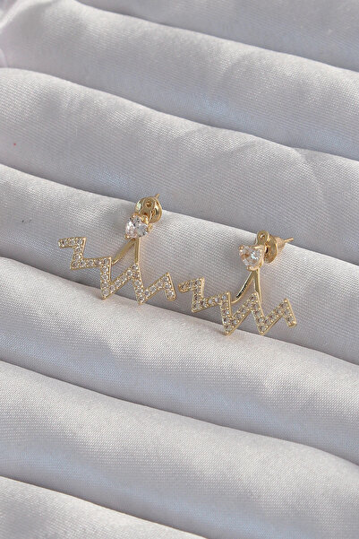 shopwave Brass Gold Color Zircon Cubic Zirconia Zigzag Earrings