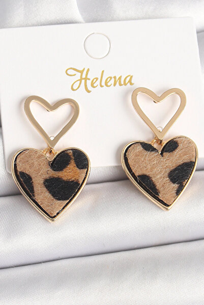 shopwave النحاس الذهب اللون استرخى ليوبارد القلب نموذج الأقراط النسائية