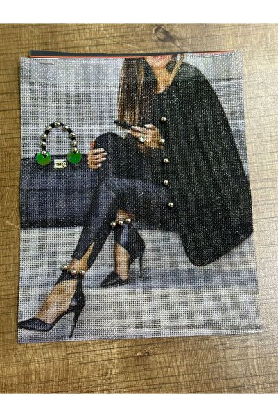 Gönülden Tasarım 23x18 cm Sa kamenčićima Sa perlama Šljokica sa slamnatim mat...