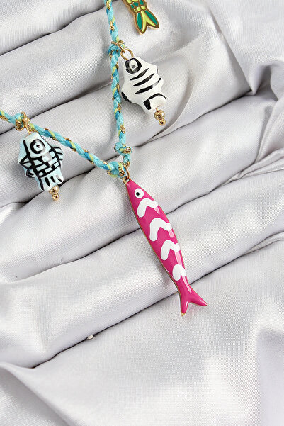 shopwave قلادة نسائية من السيراميك على شكل سمكة وردية اللون