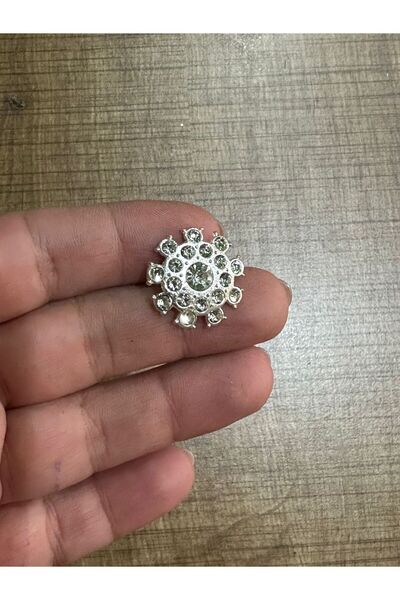 Gönülden Tasarım Zirkon Taşlı Gümüş Renk Düğme 1 Adet 2 Cm