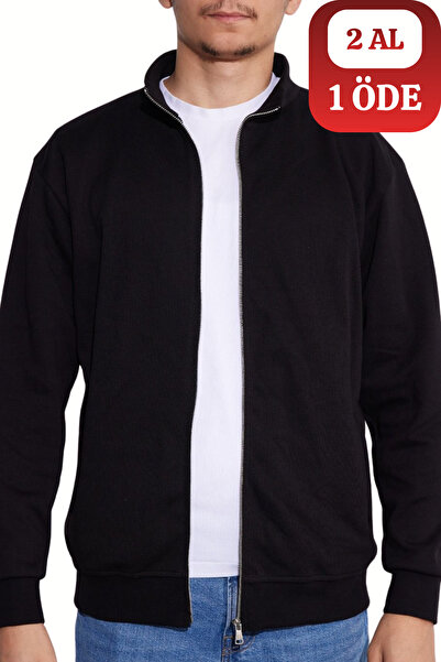 COTTONLAB Erkek Relax Kesim Slim Fit Pamuklu Tam Fermuarlı Çift Cepli Dik Yak...