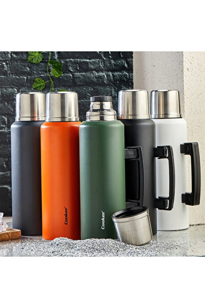 shopwave ترمس داشر سعة 1.5 لتر مع مقبض ملون وجدار مزدوج من الفولاذ المقاوم لل...