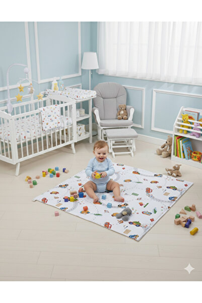 SALLHOMEE Araba Desenli Oyun Halısı Yumuşak Pamuklu, Unisex