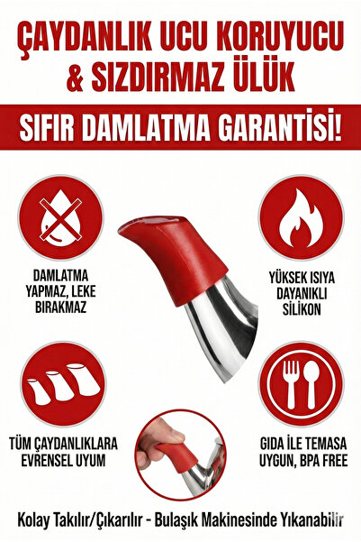 LOVYCO Çaydanlık Ülüğü Ucu Sızdırma Önleyici Sızdırmaz Matik Silikon Sıvı Sız...