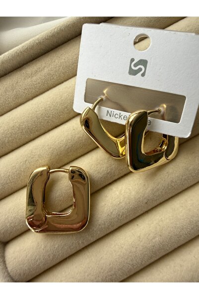 LUSORA ACCESORY أقراط دائرية مربعة سميكة باللون الذهبي للنساء - مجوهرات ذات ت...