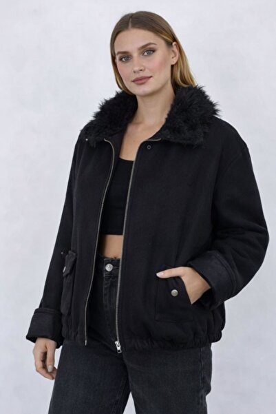esinbutik Women's Fur Collar Jacket