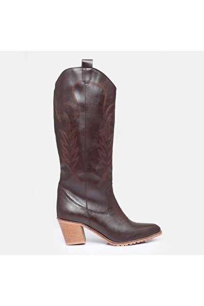 37Numara BÜYÜK NUMARA KADIN KOVBOY ÇİZME 41-42-43-44 KAHVE CİLT