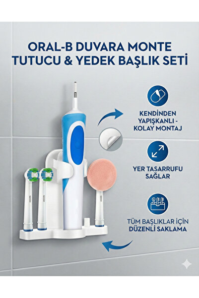 LOVYCO Oral-b Şarjlı Ve Pilli Diş Fırçaları Için Banyo Düzenleyici Duvar Standı
