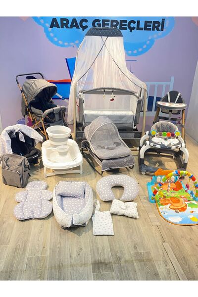 TURHANBEBE 20 Parça Bebek Çeyiz Seti Bebek Arabası Puset Beşik Ana Kucağı Beb...