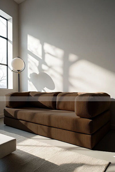 Minderim PİXEL Fitilli Kadife Kanepe | 50 DNS Çökmez Sünger | Yıkanabilir Kıl...