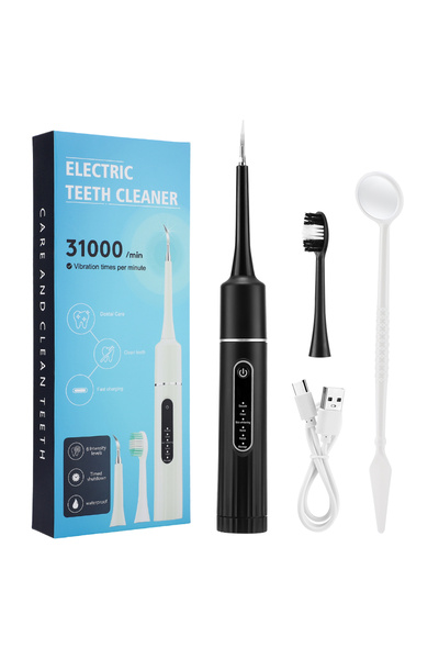 Choice4 فرشاة أسنان كهربائية سوداء اللون، بستة أوضاع، محمولة، لإزالة الجير، ب...