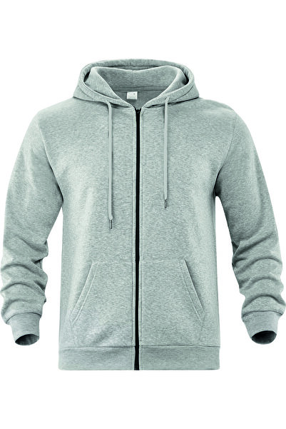 HOFFNUNG سترة سادة بقلنسوة بسحاب للجنسين