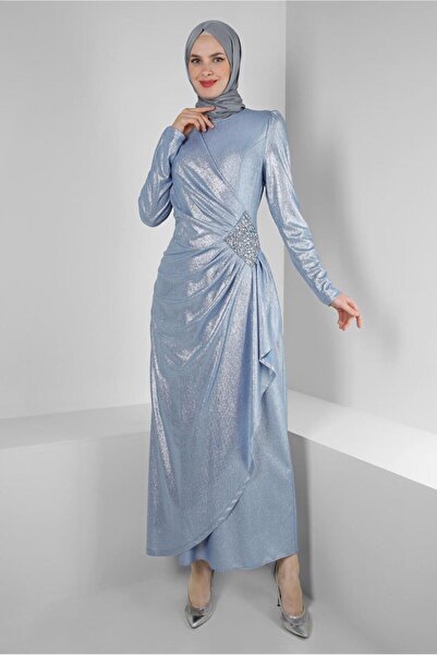 Alvina TAŞ BASKILI SİMLİ ABİYE ELBİSE 50398