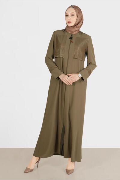 Alvina Shiny Fabric Detail Zippered Coat 10535