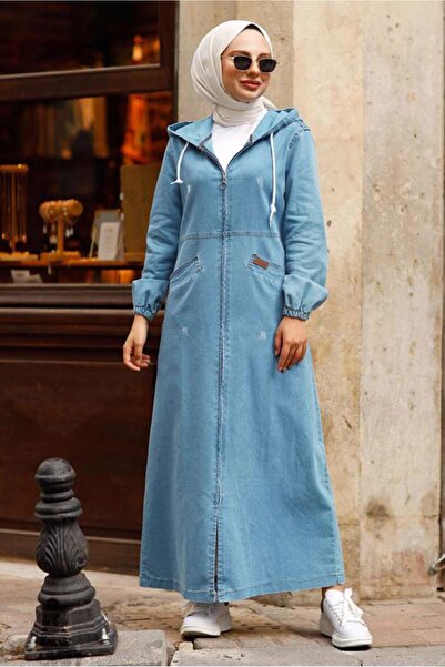 TRENDTESETTÜR KADIN MAVİ (B.MAVİ) KAPÜŞONLU TESETTÜR KAP T 1167