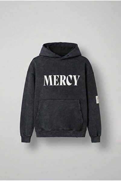 ablukaonline Чорний чоловічий оверсайз бавовняний світшот з капюшоном - з при...