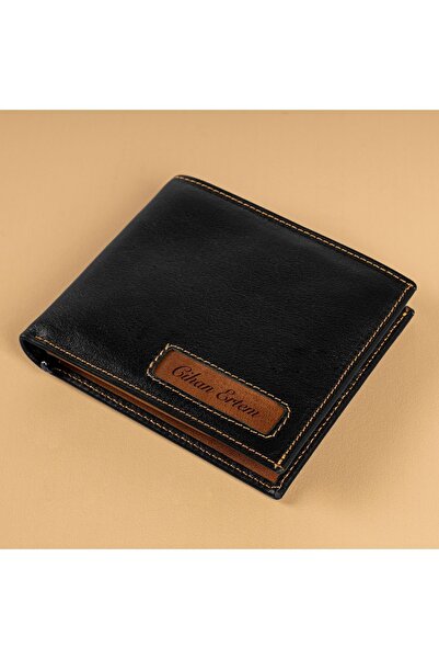 Hediyesepeti Kişiye Özel İsim Baskılı Erkek Deri Cüzdan - Hakiki Deri