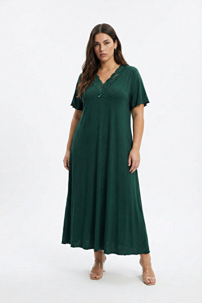 Mivoon Φόρεμα με λεπτομέρεια από ύφασμα μπαμπού με δαντέλα με λεπτομέρεια 7XL