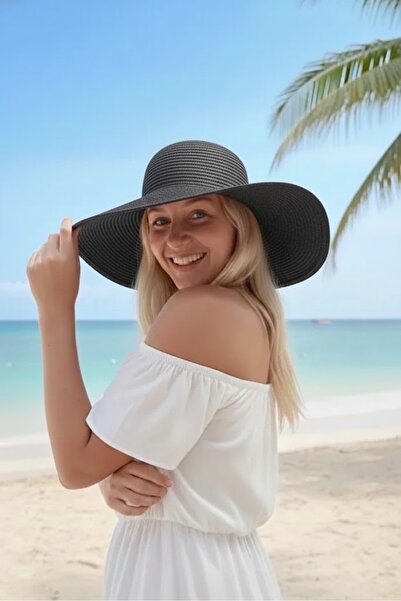 Marina Pălărie de paie lată neagră 14232