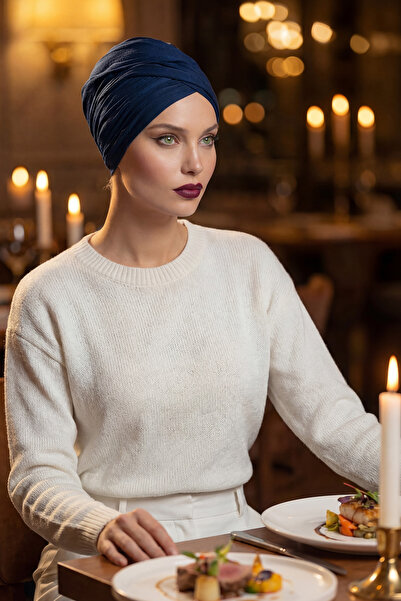 Aisha's Design طاقية حجاب، B-9، أزرق داكن