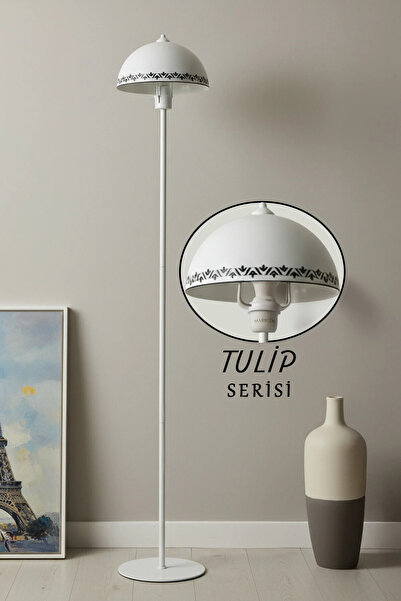 Marrien Luna Tulip Tek Ayaklı Beyaz Modern Metal Lambader | Oturma Odası & Ya...
