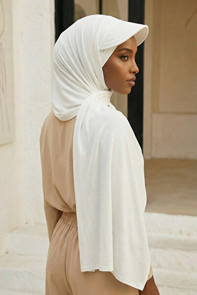 Aisha's Design Şal din bumbac pieptănat cu vizor, SS-1, crem