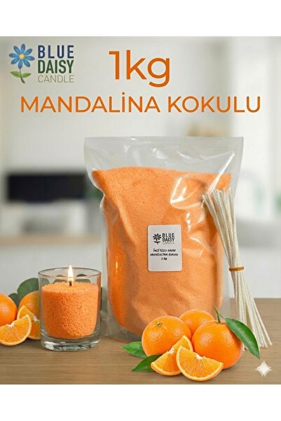 BlueDaisyCandle 1 Kg TURUNCU renkli MANDALİNA kokulu Inci Tozu Mum ( 25 Adet ...