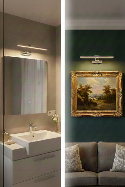 SeKaTech Resim, Tablo, Ayna Üstü Banyo Ledli Aplik 220volt Krom Kasa Flüt Apl...