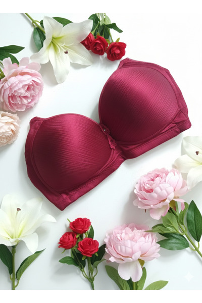 WİOLİNA Luxury Red Bra with Pattern and Lace Detail