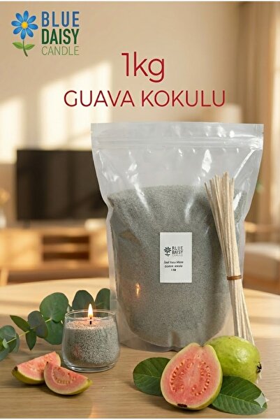 BlueDaisyCandle 1 Kg KUM BEJİ renkli GUAVA kokulu Inci Tozu Mum ( 25 Adet 20 ...