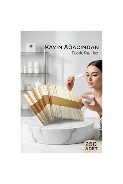 shopwave Ahşap Yüz ve Kaş Ağda Spatulası 250 Adet - Ultra Pürüzsüz Profesyone...