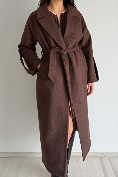 Güneş Oversize Kemerli Kaşe Palto