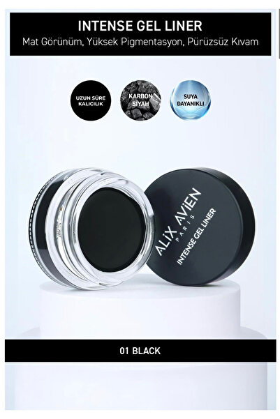 Alix Avien Eyeliner Yüksek Pigmentli Uzun Süre Kalıcı Mat Jel Eyeliner - Yoğu...