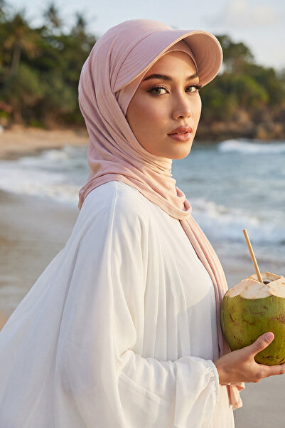 Aisha's Design Pamučni džersej Šal sa vizirom, SS-1, prah