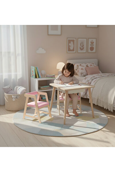 ROZİTOYS Montessori Çocuk Ahşap Oyun Etkinlik Çalışma Masası,Saklama Alanlı, ...