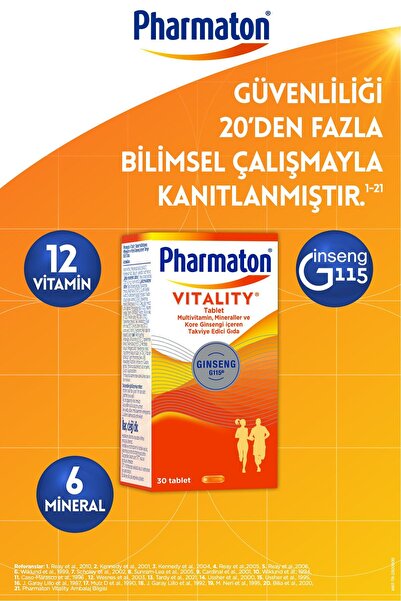 Pharmaton Vitality Ginseng G115 Multivitamin ve Mineral Desteği 30 Tablet x2 Adet