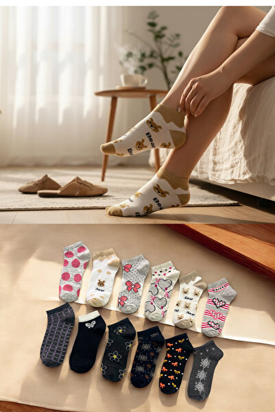 KAYSSOCK Kadın 8’li Karışık Renk Rahat Patik Çorap Seti Yumuşak Dokulu