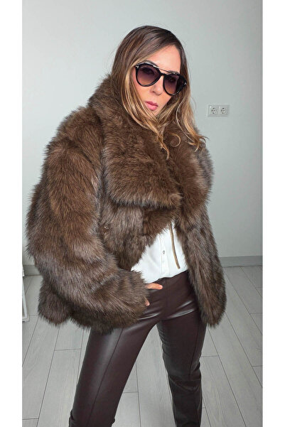 ABBRA Women's Lined Vegan Fur with Snap Detail