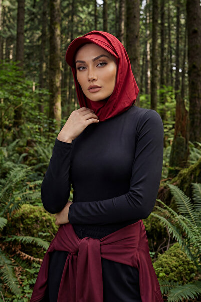 Aisha's Design Siperlik ve Kapatıcı Özellikli Penye Kadın Hazır Bone,B-88P,Bordo